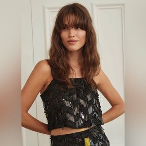 Sequinned sleeveless crop top